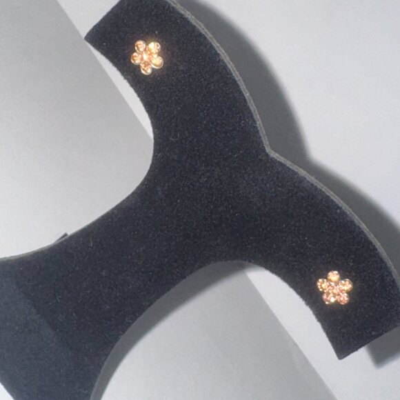 7mm Pink Flower Cz And Sterling Post Earrings - Picture 9 of 14